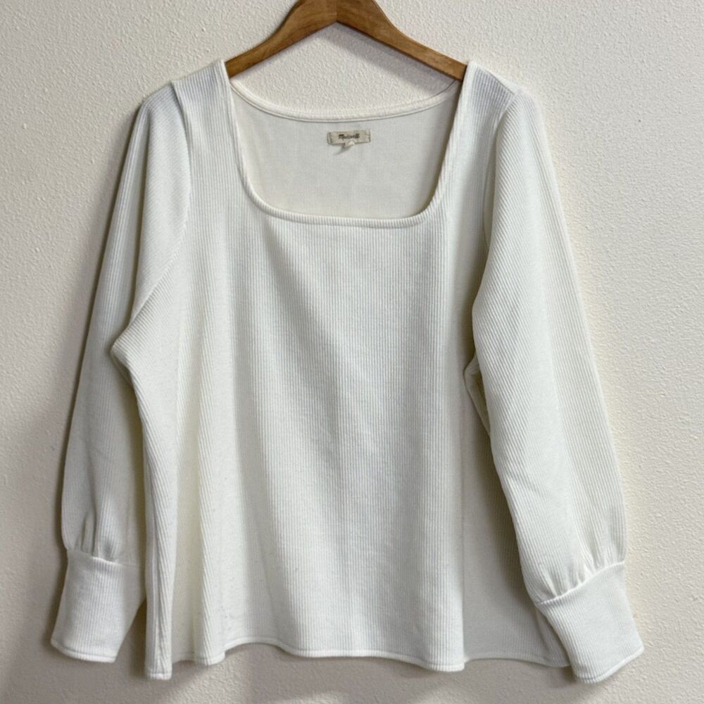 Madewell Ivory Ribbed Square Neck Sweater 2X